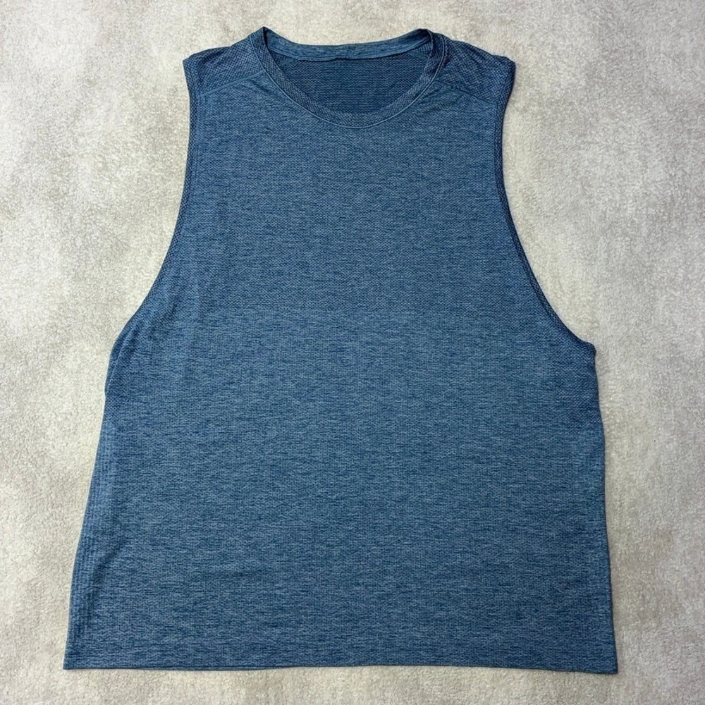 Lululemon Metal Vent Tech Tank Top Sleeveless Shirt Blue Gym Mens XXL 2XL